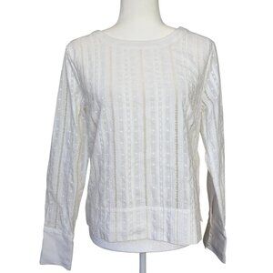 FRAME White Eyelet Cotton long sleeve Top Blouse Size Small